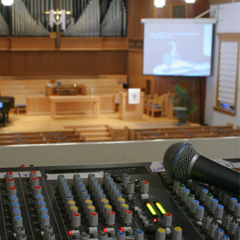 image of an audio sytem at a church